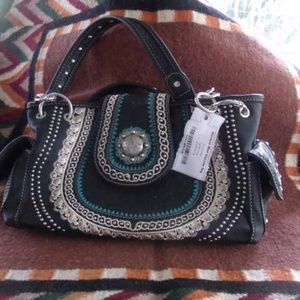 Montana West Tooled Leather Shoulder Bag